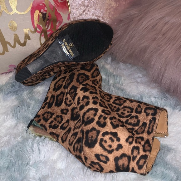 Liliana - Leopard•Peep-Toe•Platform•Wedge Booties - Picture 5 of 8